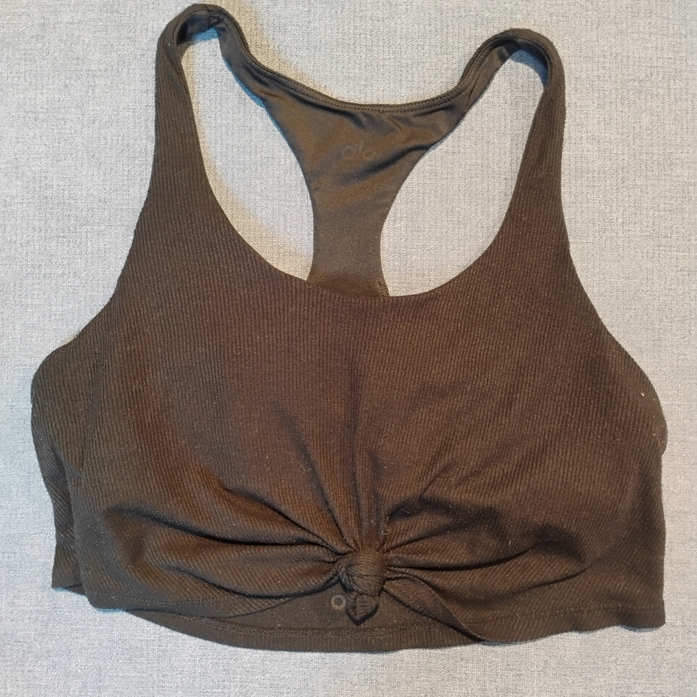 Black Knotted Racerback Tank Top